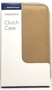 Insignia Clutch Case fits Most Cell Phones Tan Beige Gold Galaxy Apple iphones - Picture 1 of 4
