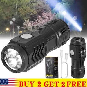 Super Bright LED Tactical Mini Flashlight USB Rechargeable Lamp 5 Modes Magnetic - Picture 1 of 10