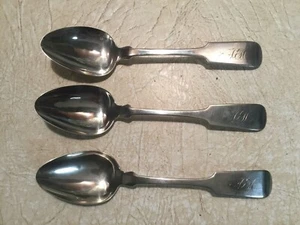 3 Three American Coin Silver SERVING SPOON Ed ROCKWELL New York 152 Gr 1800 Lot - Picture 1 of 15