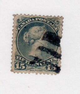 1868-76 Sc#30 grey used 15c Victoria clipped perf right side tear. Black cork c