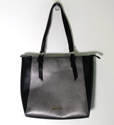 Bolso de Mano Jones New York SIGNATURE Negro Guijarro Imitación Cuero Plateado Elegante Foto 1 de 4