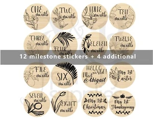 Botanical theme Milestone Stickers, Baby's First Year Monthly Stickers - Picture 1 of 6