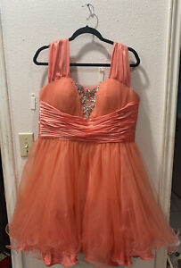 women xxl Short Coral Orange Pink dama quinceanera prom homecoming party dress