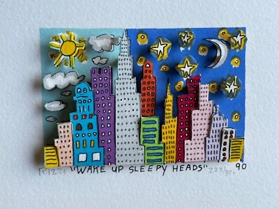 James Rizzi: 3D WAKE UP SLEEPY HEADS, Mini, handsigniert, 1990 - Bild 1 von 4