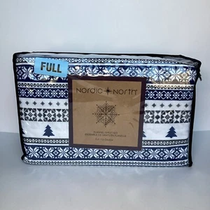 Nordic North Flannel Sheet Set Full Double NEW Blue Gray White Nordic Cotton Bed - Picture 1 of 5