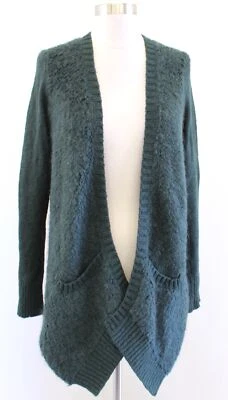 Suéter Cárdigan Abierto Drapeado Boucle Verde Profundo Sleeping on Snow Anthropologie S Foto 1 de 4