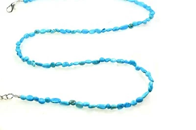 Natürliche blaue Türkis glatte Nuggets Edelstein Perlen Herren & Damen Halske... - Bild 1 von 4