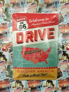 Letrero de pared de metal lata de Route 66 Welcome to America's Main Street - - Imagen 1 de 2