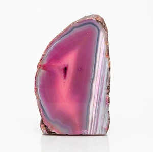 Polished Agate Geode End Half Slab Slice Pink Crystal Quartz 1.56 lbs H2210 - Picture 1 of 9
