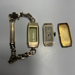 Vintage Gruen Ladies Gold Filled Watch 12k 1940s 11 jewel Bracelet  parts/repair - Picture 1 of 22