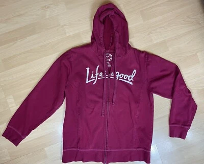 Sudadera con capucha vintage Life Is Good Spellout cremallera completa para mujer M Foto 1 de 4