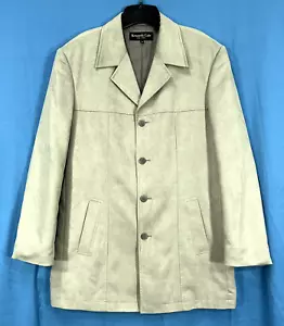 KENNETH COLE New York MICRO SUEDE Beige 4-Button JACKET COAT OVERCOAT 40 or M - Picture 1 of 6