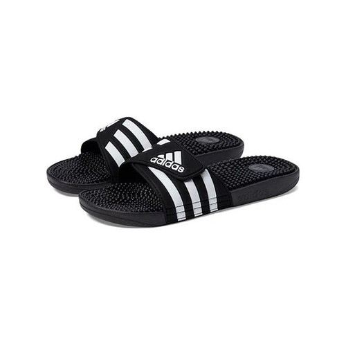 Scivoli ADIDAS ADISSAGE taglia 10 neri con spille da massaggio a righe bianche nuove con scatola