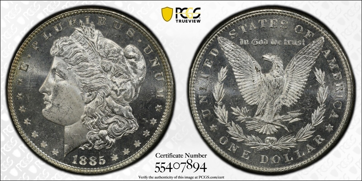 MS 64 Graded 1885 Year Morgan US Dollars (1878-1921) for MS 64 Graded 1885 Year Morgan US Dollars (1878-1921) for
