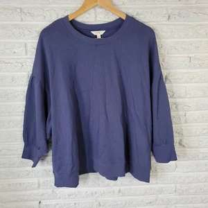 Terra Sky Women Sweatshirt 3X Plus 3/4 Puff Sleeve Blue Cotton Blend Activewear - Picture 1 of 11