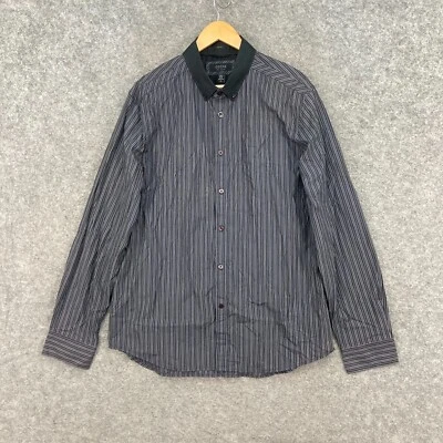 Guess Mens Shirt Size XL Grey Long Sleeve Striped Collared Button Up 33035 - Image 1 of 4
