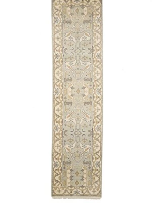Handmade Muted Oushak Oriental Runner Rug Floral Design Narrow Carpet 2'6X10 ft - Image 1 of 4