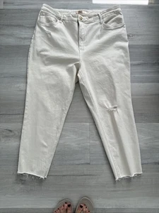 Kut From The Kloth Jeans Womens 20W Ivory Rachel Fab AB Mom Jeans Distressed - Picture 1 of 5