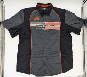 Harley Davidson Racing Casual Button Shirt XL Work Shirt Short Sleeve SYN3 - Picture 1 of 16