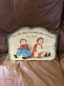 Vintage Hand painted 1999 Signed MCT Raggedy And And Andy Plaque - Picture 1 of 7