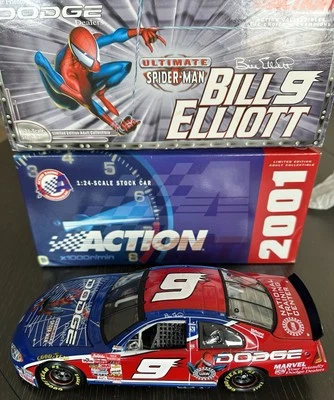 Bill Elliott #9 Disney Marvel Spider-Man 2001 Dodge Intrepid 1:24 BANK NEW 18361 - Image 1 of 4