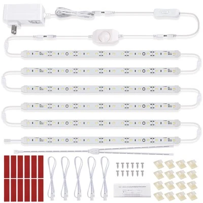 6PC Under Cabinet LED Lighting Kit 12in Light Strip w/Adapter DimmerSwitch 5000K Foto 1 de 4