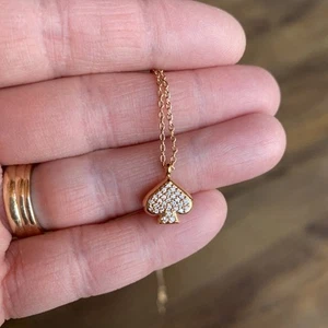 NWT Kate Spade Rose Gold Everyday Spade Pave Mini Pendant Necklace W/ Gift Bag - Picture 1 of 4