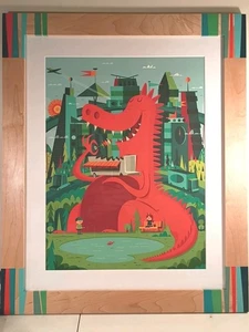 Nachmittagssnack von unsichtbarer Kreatur Druck gerahmt Drache Dinosaurier Kunst - Bild 1 von 8