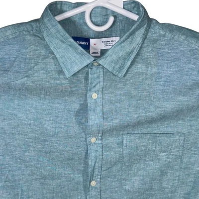 Camisa Polo Old Navy Para Hombre XL Azul Mezcla de Lino Manga Corta Abotonada Informal Nueva con Etiquetas Foto 1 de 4
