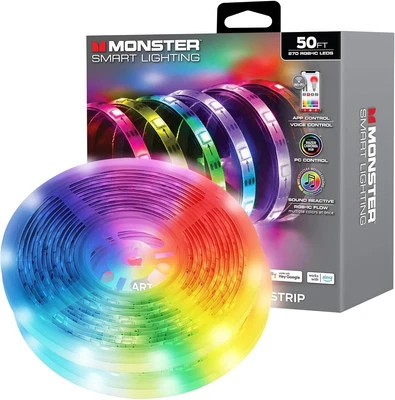 Monster LED Smart 50ft Indoor Multi-Color Sound Reactive Light Strip - Image 1 of 4