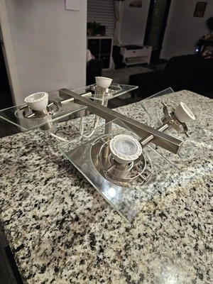 IKEA Fuga 4 Adjustable Chrome Plated Clear Glass Ceiling Spotlights with Bulbs - Image 1 of 4