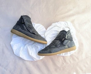 Maison Margiela Moto Sneakers Navy Blue Men 10 43 Leather High Top Shoes - Picture 1 of 18