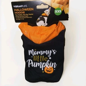 NWT Vibrant Life Dog Halloween Hoodie Shirt Costume MOMMYS LITTLE PUMPKIN SZ XXS - Picture 1 of 4