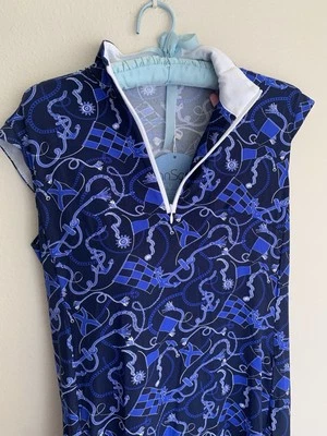 NUEVO CON ETIQUETAS S San Soleil Cremallera UV50 Vestido Golf Elastizado Azul Náutico Playa Atlético Pequeño Foto 1 de 4