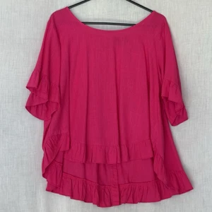 Catalogue Linen Cotton Ruffle Blouse – Hot Pink – Size 14 - Bild 1 von 6