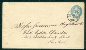 DWI FK1, 2¢ azul entero, usado Santo Tomás a Londres 1886 - Imagen 1 de 1