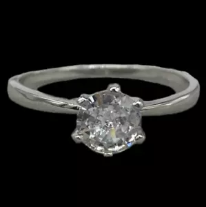 Solitario classico anello donna pietra zircone brillante in argento 925 rodiato. - Foto 1 di 12