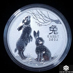 1oz Year Of The Rabbit 2023 Silver Coin in Capsule 9999 Fine Bullion - Picture 1 of 2