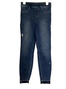SPANX Med. Wash Denim Distress/Destroy Pull On Jeggings Sz. M - Picture 1 of 12