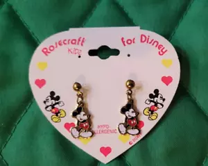 Vintage Rosecraft Kinder für Disney Mickey Mouse Ohrhänger NEU - Bild 1 von 3