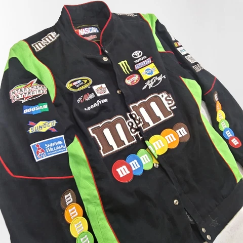 NASCAR M&Ms JACKET JH DESIGN KYLE BUSCH, Black w/Green Trim, size XL 06415 Cover