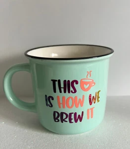 Coffee Theme~  This Is How We Brew It Custom Pastel Blue/Teal Ceramic Mug Cup - Imagen 1 de 3