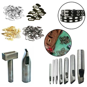 Ojales de metal con forma ovalada, herramienta para colocar ojales cuero artesanía pancarta ojales Reino Unido - Imagen 1 de 23