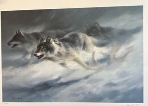 Kunstdruck "Hot Pursuit" Wolf Wildlife von Manfred Schatz S/N LE 155/950 - Bild 1 von 10