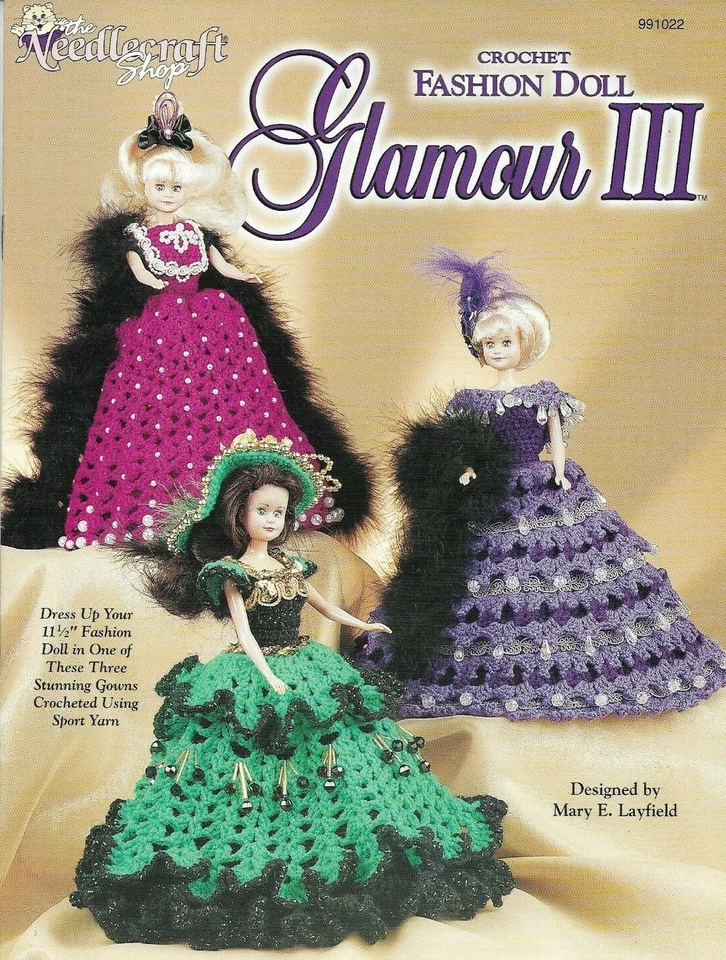 NEW FASHION DOLL GLAMOUR III 3 BEAUTIFUL DRESS DESIGNS CROCHET PATTERN BOOK - Image 1 of 1