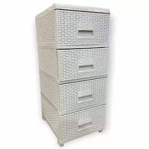 Kunststoff Kommode mit Schubladen mit 4 Schubladen Rattanoptik Strickoptik - Bild 1 von 7