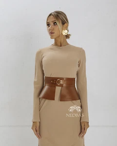 Cinturón ancho vasco para mujer - marrón - accesorios de cuero - Imagen 1 de 12