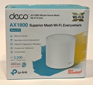 NEW TP-Link Deco X21 AX1800 Dual-Band Mesh WiFi-6 Router - Afbeelding 1 van 5