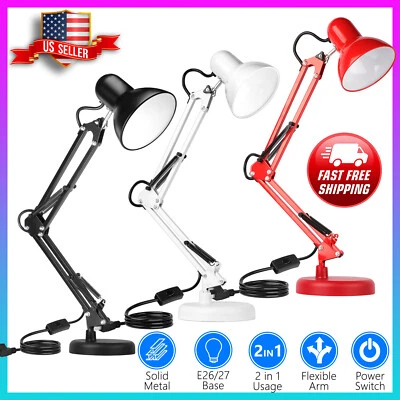AMERITOP Bedside Table reading Lamp light Swing Arm Adjustable Interchangeable Base Clamp