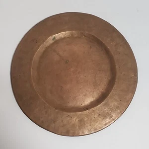 Vintage 9 3/4" Kupfer Speiseteller gehämmert rund tolle Patina 14,6 Unzen Kupfer - Bild 1 von 2